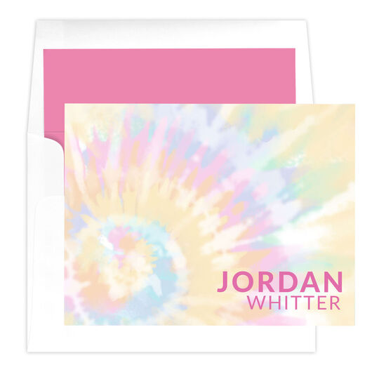 Pastel Sunburst Tie-Dye Folded Note Cards